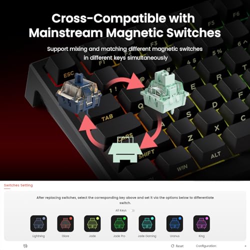 Akko TAC75 Rapid Trigger Gaming-Tastatur, kabelgebunden, Hall-Effekt-Magnetschalter, 75% US-Layout, 8.000 Hz Abtastrate, PBT-Tastenkappen für Mac/Windows (Schwarz glänzend, Glare Magnetschalter) Bild 3