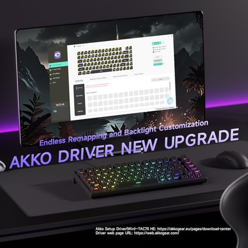 Akko TAC75 Rapid Trigger Gaming-Tastatur, kabelgebunden, Hall-Effekt-Magnetschalter, 75% US-Layout, 8.000 Hz Abtastrate, PBT-Tastenkappen für Mac/Windows (Schwarz glänzend, Glare Magnetschalter) Bild 6