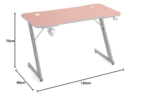 GAMINGDESK120-PINK Schreibtisch, Carbon-Optik, 120 x 60 cm, Pink, mit Getränkehalter und Headset-Halterung Bild 3