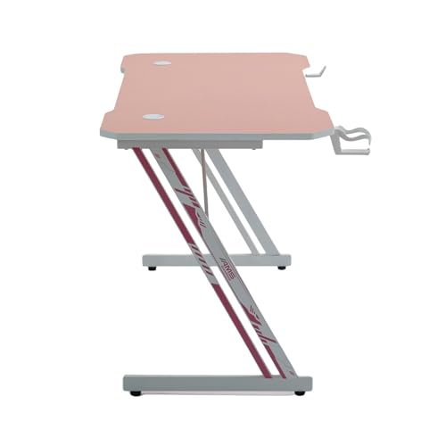 GAMINGDESK120-PINK Schreibtisch, Carbon-Optik, 120 x 60 cm, Pink, mit Getränkehalter und Headset-Halterung Bild 4