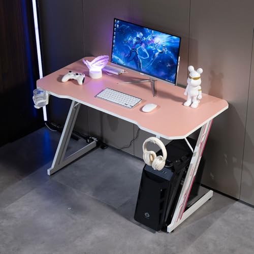 GAMINGDESK120-PINK Schreibtisch, Carbon-Optik, 120 x 60 cm, Pink, mit Getränkehalter und Headset-Halterung Bild 5