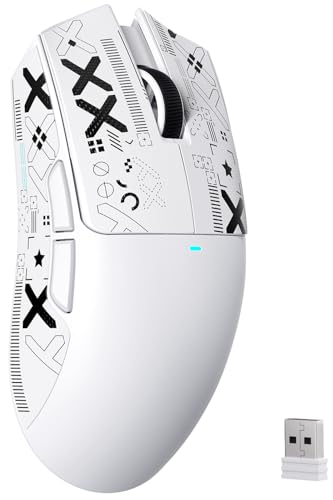 ATTACK SHARK X11SE Kabellose Gaming-Maus, 63g Superleicht, mit PixArt PAW3311-Sensor, 22000 DPI, Tri-Mode BT/2,4 GHz/Kabelgebunden, 1000Hz, 300mAh, Dual-Treiber, für PC/Xbox/PS/Mac, Weiß mit Klebeband Bild 1
