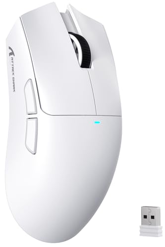 ATTACK SHARK X11SE Kabellose Gaming-Maus, 63g Superleicht, mit PixArt PAW3311-Sensor, 22000 DPI, Tri-Mode BT/2,4 GHz/Kabelgebunden, 1000Hz, 300mAh Battery, Dual-Treiber, für PC/Xbox/PS/Mac, Weiß Bild 1