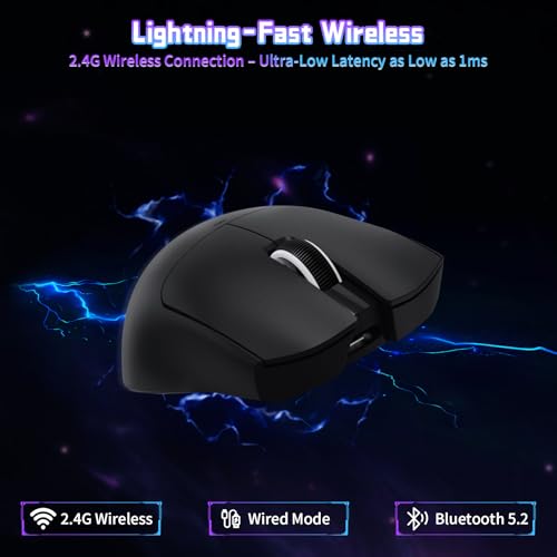 ATTACK SHARK X11 SE Kabellose Gaming-Maus, PixArt PAW3311 Gaming-Sensor, BT/2.4G Wireless/Kabelgebunden, 22000 DPI, 65 Stunden Akku, Büro- und Gaming-Maus für Win/Xbox/PS/Mac (Schwarz) Bild 4