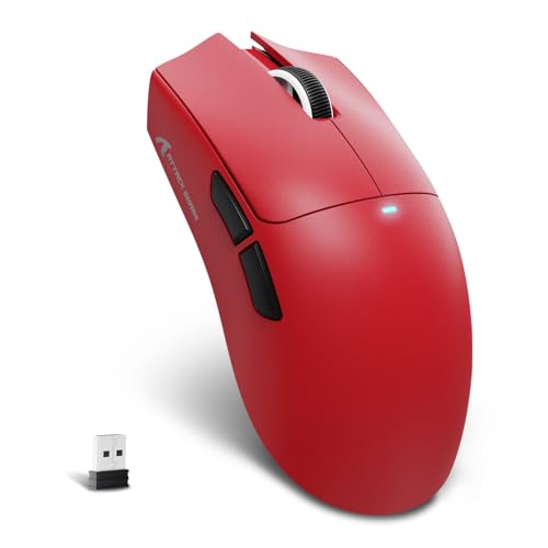 MAMBASNAKE X ATTACK SHARK X11SE Kabellose Gaming-Maus–Bis zu 22000 DPI,PixArt PAW3311 Sensor,BT/2,4 G/kabelgebunden,59g leicht,2000W Klicks,40G Beschleunigung,Lange Akkulaufzeit,für Win/Mac–Rot Bild 1