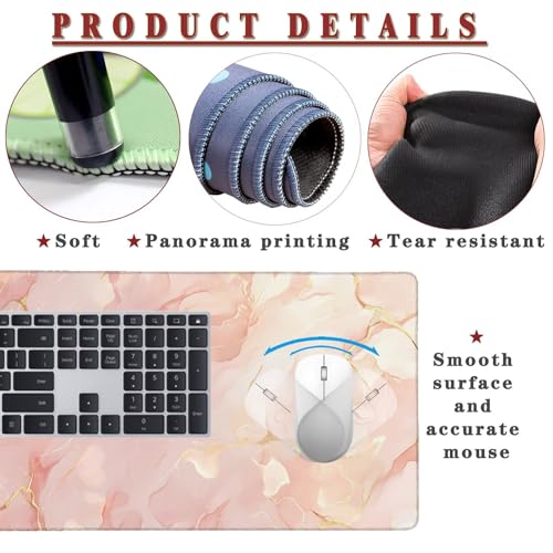 Mauspad XXL 1400x800x4mm Wasserdicht Schreibtischunterlage rutschfeste Speed Gaming Mousepad Marble (4) Groß Desk Mouse Mat Maus Pad, Schreibtisch Unterlage Deko für PC, MacBook, Laptop, Home Office Bild 4