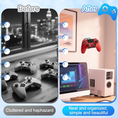 Controller Halter, Ps5 Controller Halterung, Controller Stand, Gaming Zubehör für Hängende Gamepad, Headset, Rucksack, Kabel, Headset Halterung Geeignet für Spielzimmer, Büro, Raum, Schwarz Bild 4