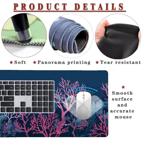 Mauspad XXL 1400x800x4mm Wasserdicht Schreibtischunterlage rutschfeste Speed Gaming Mousepad Maritime Groß Desk Mouse Mat Maus Pad, Schreibtisch Unterlage Deko für PC, MacBook, Laptop, Home Office Bild 4