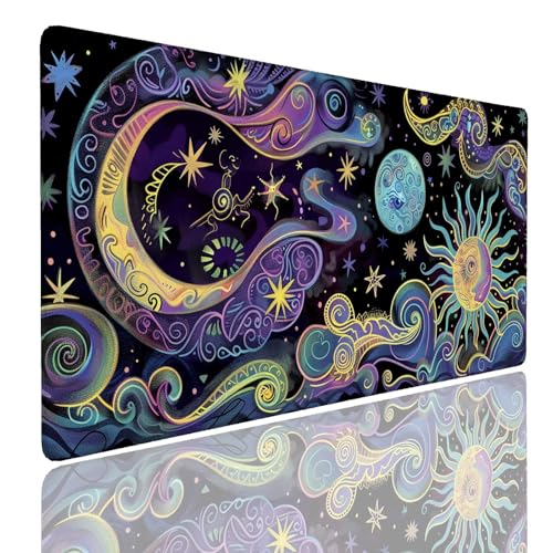 Mauspad XXL 1400x800x4mm Wasserdicht Schreibtischunterlage rutschfeste Speed Gaming Mousepad Moon (10) Groß Desk Mouse Mat Maus Pad, Schreibtisch Unterlage Deko für PC, MacBook, Laptop, Home Office Bild 1