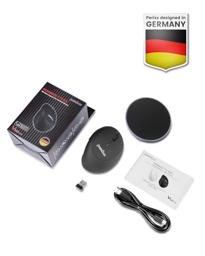 Perixx PERIMICE-719RX Kabellose Duo-Akku Ergonomische Vertikale Maus, 2.4GHz, 6 Tasten, Einstellbare DPI 1000/1600/2400/3200, Schwarz Bild 6