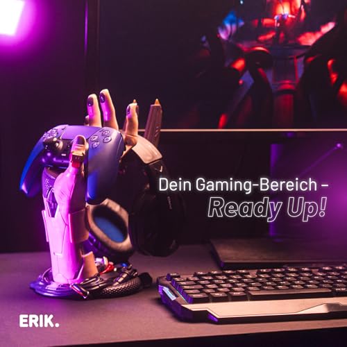Grupo Erik Gaming Headset Halterung & Controller Halter Cyberpunk| Coole Sachen für Jungs und Mädchen | Gaming Zubehör Kopfhörer Halterung | Coole Geschenkidee & Deko für Gamer| 16 x 20 x 27,5 cm Bild 4
