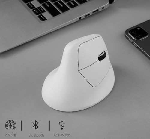 Keychron M5 Kabellose Vertikalmaus (47°) – 8K Polling Rate, PAW3950-Sensor 30.000 DPI, 3-Fach Konnektivität (2.4G/Bluetooth/USB-C), bis zu 140h Akkulaufzeit, Programmierbar, Für Windows/Mac Bild 2