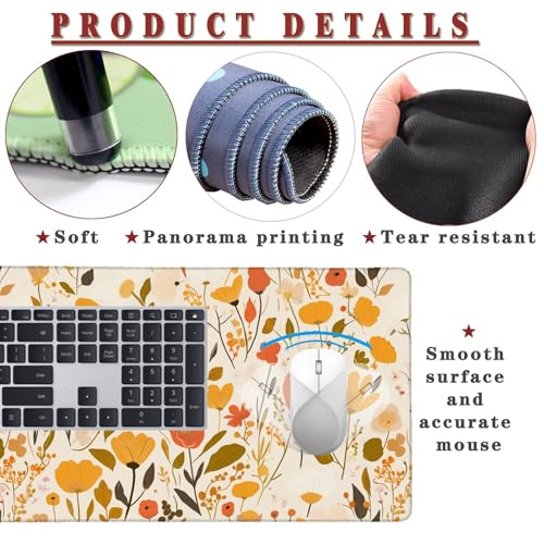 Mauspad XL 1000x400x4mm Wasserdicht Schreibtischunterlage rutschfeste Speed Gaming Mousepad Mustard Groß Desk Mouse Mat Maus Pad, Schreibtisch Unterlage Deko für PC, MacBook, Laptop, Home Office Bild 4