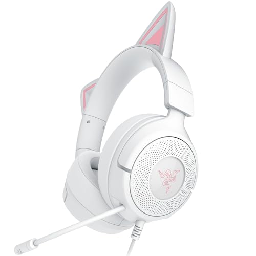 Razer Kraken Kitty V3 X - Kabelgebundenes Kitty-Headset für Gaming - Kultige Kitty-Ohren - 270g leicht - HyperClear Kardioid Mikrofon - Triforce 40mm Treiber - 3,5mm Klinkenstecker | Weiß Bild 1