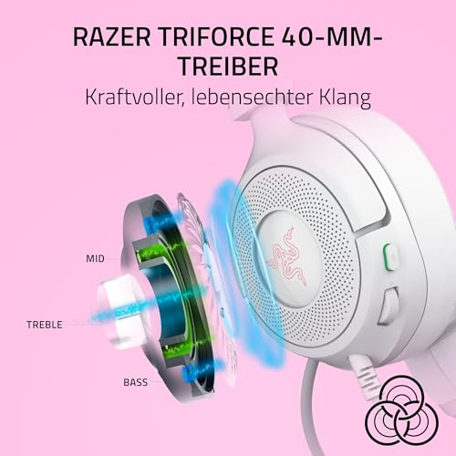 Razer Kraken Kitty V3 X - Kabelgebundenes Kitty-Headset für Gaming - Kultige Kitty-Ohren - 270g leicht - HyperClear Kardioid Mikrofon - Triforce 40mm Treiber - 3,5mm Klinkenstecker | Weiß Bild 4