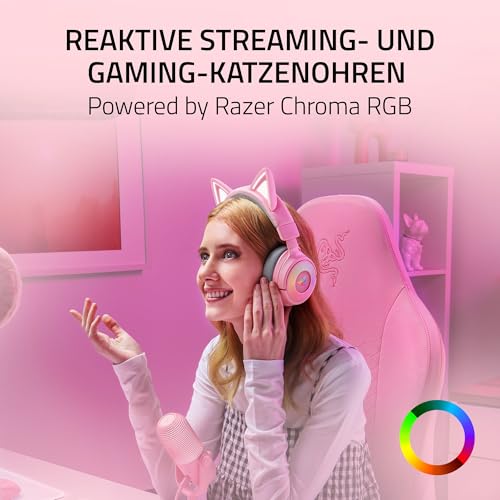 Razer Kraken Kitty V3 Pro - Kabelloses RGB-Kitty-Headset für Gaming - Reaktive Streaming-Katzenohren - Triforce 40mm Treiber - Hyperspeed Wireless & Bluetooth - THX Spatial Audio | Quartz Bild 2