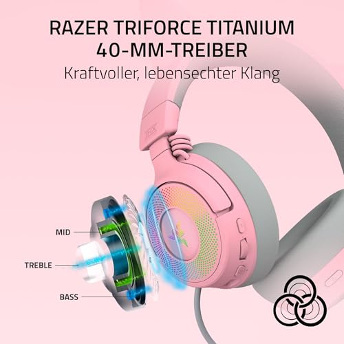 Razer Kraken Kitty V3 Pro - Kabelloses RGB-Kitty-Headset für Gaming - Reaktive Streaming-Katzenohren - Triforce 40mm Treiber - Hyperspeed Wireless & Bluetooth - THX Spatial Audio | Quartz Bild 5
