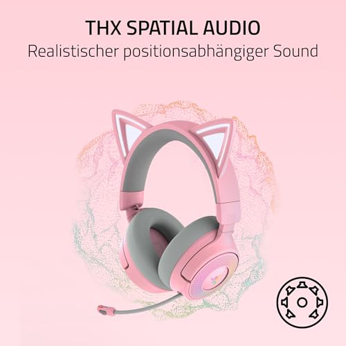 Razer Kraken Kitty V3 Pro - Kabelloses RGB-Kitty-Headset für Gaming - Reaktive Streaming-Katzenohren - Triforce 40mm Treiber - Hyperspeed Wireless & Bluetooth - THX Spatial Audio | Quartz Bild 6