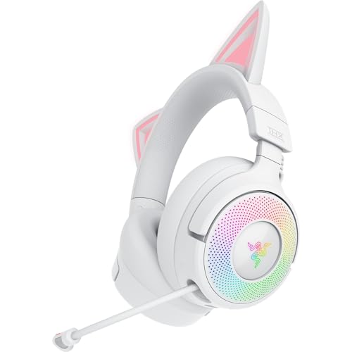 Razer Kraken Kitty V3 Pro - Kabelloses RGB-Kitty-Headset für Gaming - Reaktive Streaming-Katzenohren - Triforce 40mm Treiber - Hyperspeed Wireless & Bluetooth - THX Spatial Audio | Weiß Bild 1