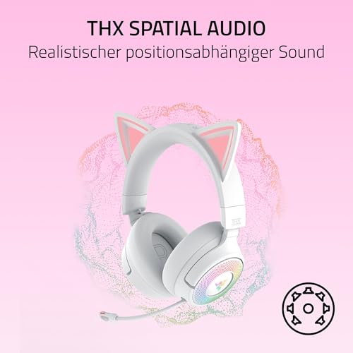 Razer Kraken Kitty V3 Pro - Kabelloses RGB-Kitty-Headset für Gaming - Reaktive Streaming-Katzenohren - Triforce 40mm Treiber - Hyperspeed Wireless & Bluetooth - THX Spatial Audio | Weiß Bild 6