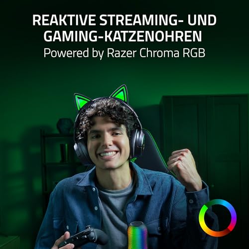 Razer Kraken Kitty V3 Pro - Kabelloses RGB-Kitty-Headset für Gaming - Reaktive Streaming-Katzenohren - Triforce 40mm Treiber - Hyperspeed Wireless & Bluetooth - THX Spatial Audio | Schwarz Bild 2