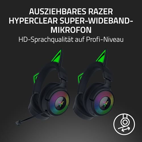 Razer Kraken Kitty V3 Pro - Kabelloses RGB-Kitty-Headset für Gaming - Reaktive Streaming-Katzenohren - Triforce 40mm Treiber - Hyperspeed Wireless & Bluetooth - THX Spatial Audio | Schwarz Bild 4
