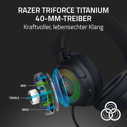 Razer Kraken Kitty V3 Pro - Kabelloses RGB-Kitty-Headset für Gaming - Reaktive Streaming-Katzenohren - Triforce 40mm Treiber - Hyperspeed Wireless & Bluetooth - THX Spatial Audio | Schwarz Bild 5