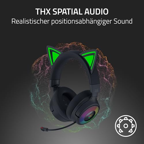 Razer Kraken Kitty V3 Pro - Kabelloses RGB-Kitty-Headset für Gaming - Reaktive Streaming-Katzenohren - Triforce 40mm Treiber - Hyperspeed Wireless & Bluetooth - THX Spatial Audio | Schwarz Bild 6