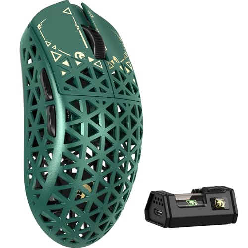 MAMBASNAKE M5 Ultra Carbon Fiber 8000Hz Kabellose Gaming-Maus mit Bis zu 42000 DPI, PAW3950MAX Sensor, 39g Ultraleicht, Nordic 52840 Chip, 2.4GHz Wireless/BT/Kabelgebunden, für PC/Xbox/PS/Mac – Grün Bild 1