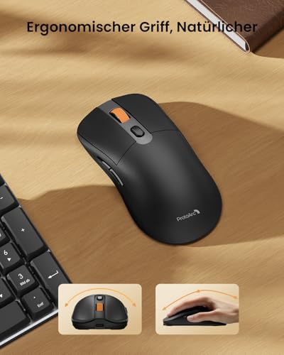 ProtoArc Mechanische Tastatur Maus Set Kabellos, KM310 Full-Size Wiederaufladbare Funktastatur Maus, 2,4 G+Dual Bluetooth, Rotem Schalter, Multi-Gerät, QWERTZ Layout, für Windows/Mac - Space Grau Bild 6