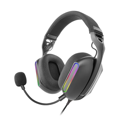 Mars Gaming MH-PRO, Gaming-Kopfhörer ARGB Flow, Surround-Sound, AIR 3D-Ohrpolster, Mikrofon, PS4, PS5, Xbox ONE, Xbox Series X-S, Switch, Switch 2, Windows, Mac, Smartphone und Tablet, Schwarz Bild 1