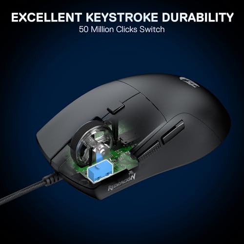 Redragon M618 Kabelgebundene Gaming-Maus, 10000 DPI optische ergonomische Maus mit 6 programmierbaren Tasten, 84G Ultraleicht, Software unterstützt DIY-Tastenkombinationen, Schwarz Bild 3