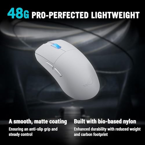 ASUS ROG Harpe II Ace White Wireless Gaming Maus (48 Gramm, semisymmetrische Esport Mouse, ROG AimPoint Pro 42.000 DPI, ROG Optical Micro Switches, 8.000Hz SpeedNova 8K Wireless-Technologie, Weiß) Bild 4
