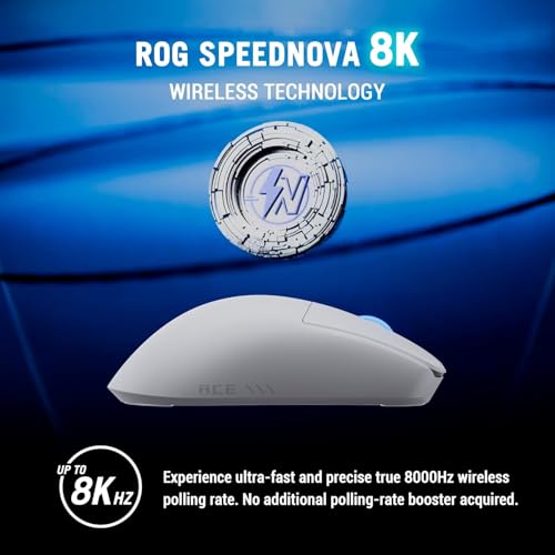 ASUS ROG Harpe II Ace White Wireless Gaming Maus (48 Gramm, semisymmetrische Esport Mouse, ROG AimPoint Pro 42.000 DPI, ROG Optical Micro Switches, 8.000Hz SpeedNova 8K Wireless-Technologie, Weiß) Bild 7