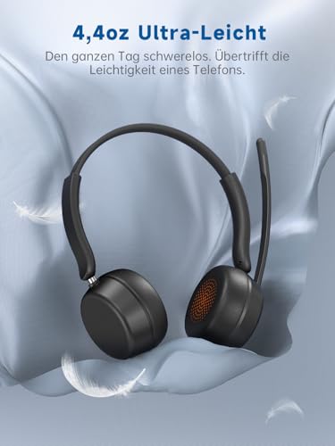 syndesmos Wireless Headset mit Mikrofon, Headset Bluetooth Mehrpunktverbindung, Verstellbarer Headset Kabellos, PC-Headset, Office Headsets für Business, Callcenter, Zoom, Teams (Schwarz) Bild 4