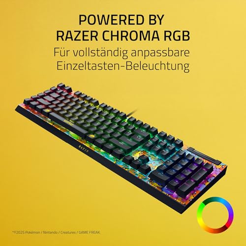Razer BlackWidow V4 X Pokémon Edition - Mechanische Gaming-Tastatur - Chroma RGB - grüne Clicky Switches - 6 dedizierte Makro-Tasten - Doubleshot-ABS-Tastenkappen - QWERTY US-Layout | Pokémon Kanto Bild 5