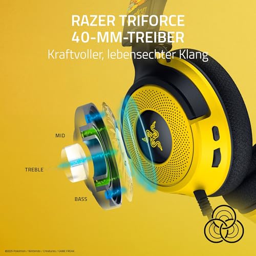 Razer Kraken V4 X Pokémon Edition - Kabelgebundenes USB-Gaming-Headset - Triforce 40mm-Treiber - ausziehbares Nierenmikrofon - Surround Sound - Chroma RGB - PC & Konsole über USB-C | Pokémon Kanto Bild 2