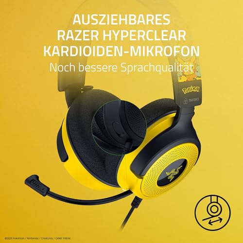 Razer Kraken V4 X Pokémon Edition - Kabelgebundenes USB-Gaming-Headset - Triforce 40mm-Treiber - ausziehbares Nierenmikrofon - Surround Sound - Chroma RGB - PC & Konsole über USB-C | Pokémon Kanto Bild 3