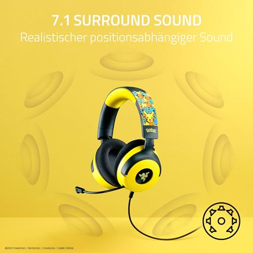 Razer Kraken V4 X Pokémon Edition - Kabelgebundenes USB-Gaming-Headset - Triforce 40mm-Treiber - ausziehbares Nierenmikrofon - Surround Sound - Chroma RGB - PC & Konsole über USB-C | Pokémon Kanto Bild 4