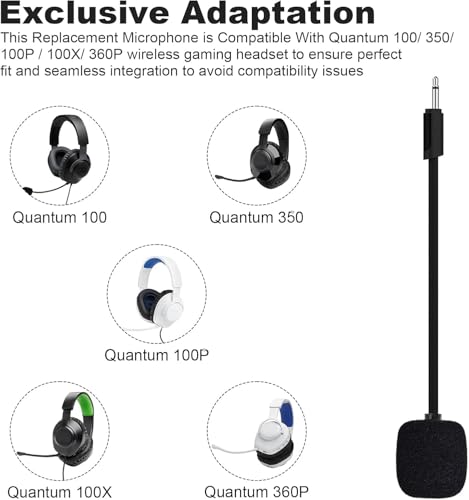 Zosvoses Ersatz-Spielmikrofon Kompatibel mit JBL Quantum 100 (Q100) Gaming-Headsets auf PS5, PS4, PC, Xbox, Mac, 2,5 mm Abnehmbare Geräuschunterdrückung Kristallklares Spielmikrofon Sprachboom Bild 2