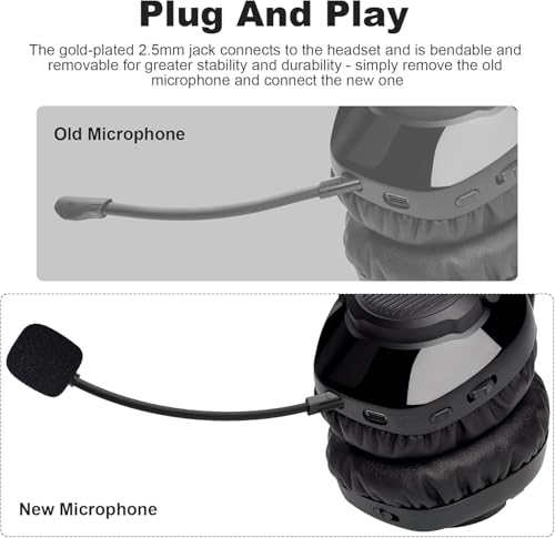 Zosvoses Ersatz-Spielmikrofon Kompatibel mit JBL Quantum 100 (Q100) Gaming-Headsets auf PS5, PS4, PC, Xbox, Mac, 2,5 mm Abnehmbare Geräuschunterdrückung Kristallklares Spielmikrofon Sprachboom Bild 5