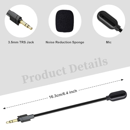 Zosvoses G733 Mikrofon Ersatz Kompatibel mit Logitech G733 Lightspeed Wireless Gaming Headset, 3,5 mm abnehmbares Geräuschdämpfungsmikrofon für PC, Xbox One, PS4, PS5 Bild 3