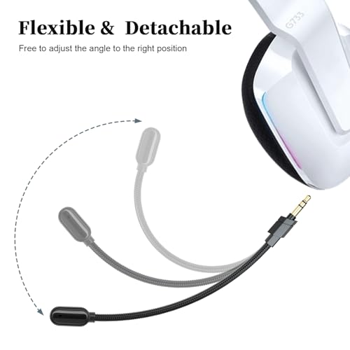 Zosvoses G733 Mikrofon Ersatz Kompatibel mit Logitech G733 Lightspeed Wireless Gaming Headset, 3,5 mm abnehmbares Geräuschdämpfungsmikrofon für PC, Xbox One, PS4, PS5 Bild 5