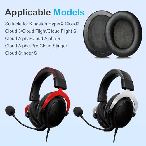 2 Ohrpolster Ersatz Kompatibel mit Kingston HyperX Cloud 2 3 Memory Schaumstoff Leder Ohrpolster für Cloud II III, Cloud Flight, Cloud Flight S, Cloud Alpha S, Cloud Alpha Pro, Cloud Stinger Kopfhörer Bild 2