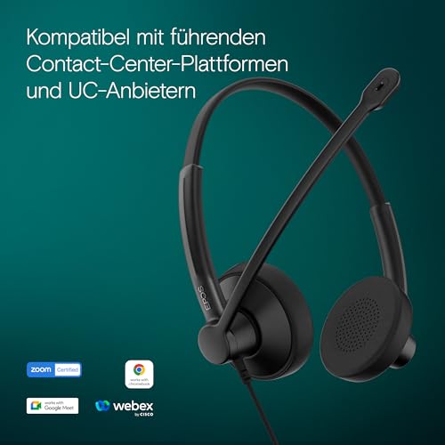 EPOS Impact 100 UC Stereo USB-C+A Headset mit Mikrofon, Universal Communications, Geräuschunterdrückung, Leichtgewicht, USB-Adapter, UC Professionell Kopfhörer, Ohrpolster weich, Schwarz Bild 4