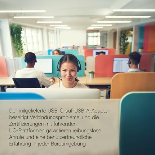 EPOS Impact 100 UC Stereo USB-C+A Headset mit Mikrofon, Universal Communications, Geräuschunterdrückung, Leichtgewicht, USB-Adapter, UC Professionell Kopfhörer, Ohrpolster weich, Schwarz Bild 7