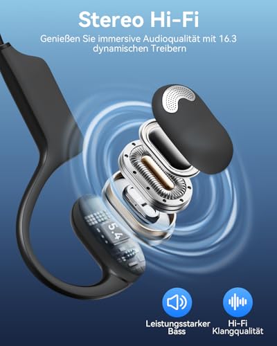 Bluetooth-Kopfhörer mit Mikrofon, offene Ohr Kopfhörer w/Geräuschdämpfungsmikrofon für Telefon PC Computer Laptop, leichtes und Komfortables drahtloses Kopfhörer für Büro Fahren Arbeiten Bild 5