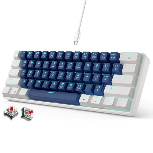 abucow 60% Mechanische Gaming-Tastatur mit Roten Schaltern, Kabelgebundene Kompakte Tastatur, Anti-Ghosting, Keine Tasten-Konflikte, 61 Austauschbare Tastenkappen, Ergonomisches Design Bild 1