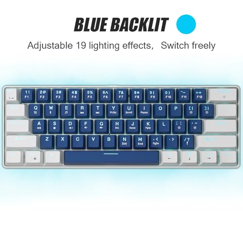 abucow 60% Mechanische Gaming-Tastatur mit Roten Schaltern, Kabelgebundene Kompakte Tastatur, Anti-Ghosting, Keine Tasten-Konflikte, 61 Austauschbare Tastenkappen, Ergonomisches Design Bild 3