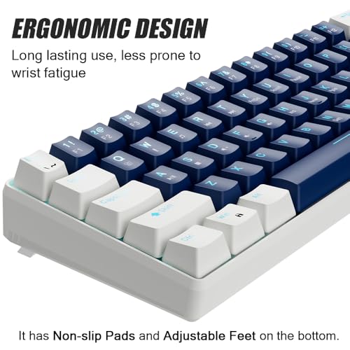abucow 60% Mechanische Gaming-Tastatur mit Roten Schaltern, Kabelgebundene Kompakte Tastatur, Anti-Ghosting, Keine Tasten-Konflikte, 61 Austauschbare Tastenkappen, Ergonomisches Design Bild 5